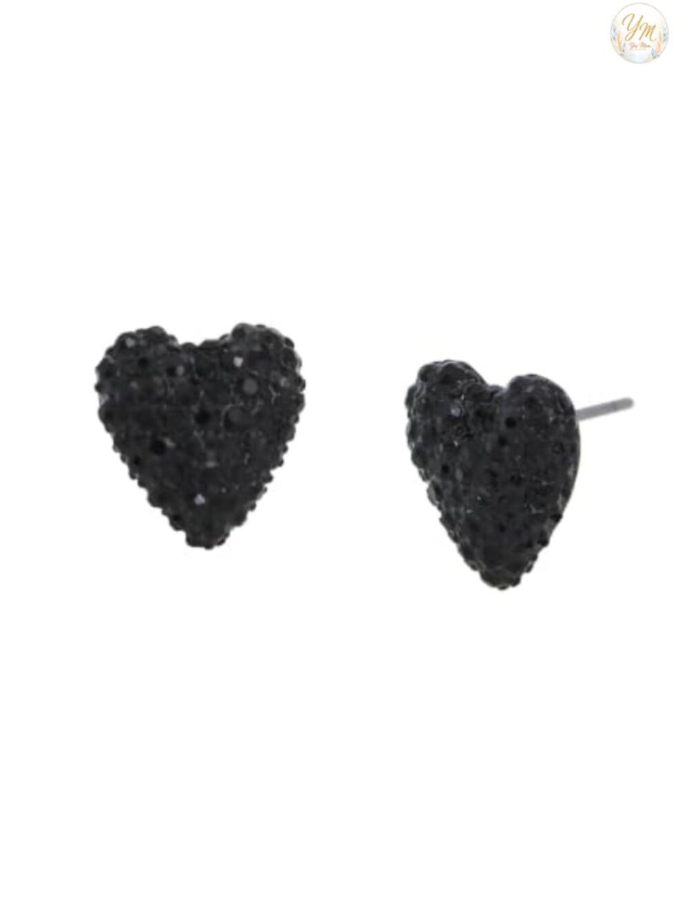 Betsey Johnson Heart Stud Earrings Black Metal Post Back Push Back Closure